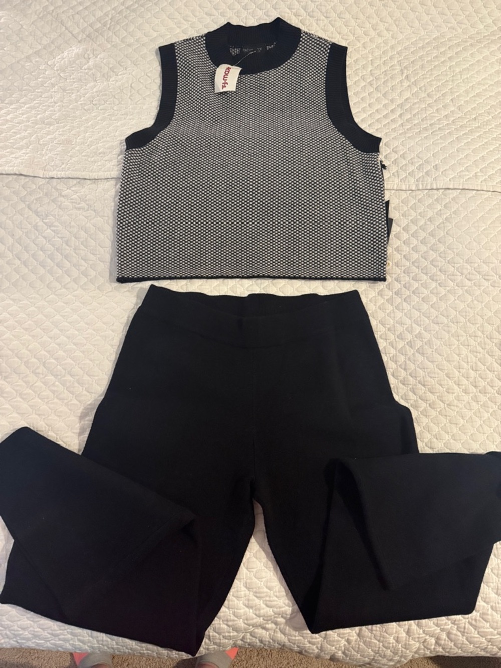 Rachel Zoe Black and White Houndstooth Knit Sweater